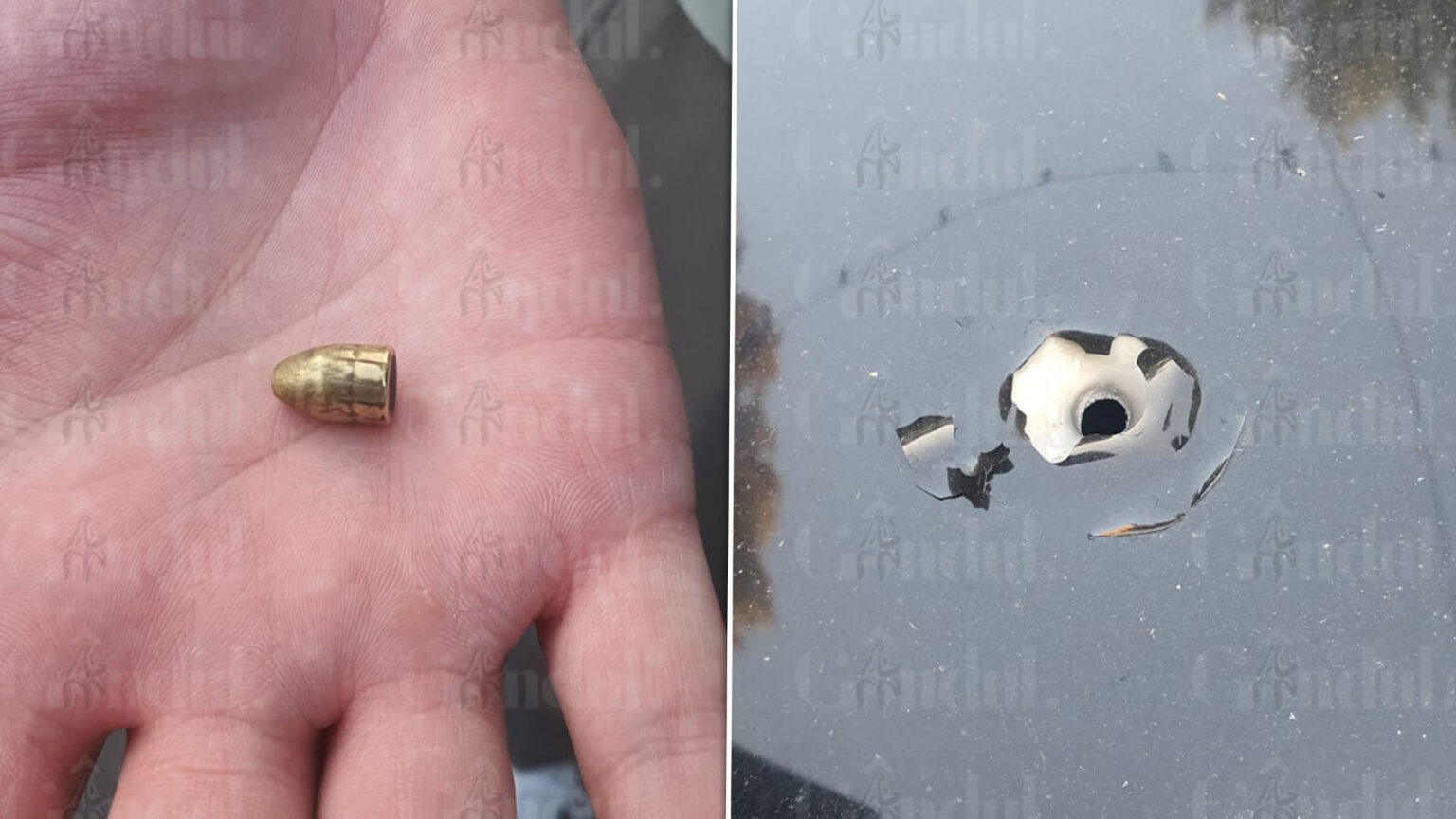 Un glonț tras de un polițist în timpul unei urmăriri a perforat plafonul unei mașini în București