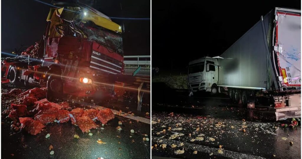 Accident grav pe Autostrada A10, pe sensul Sebeș–Turda. Două TIR-uri implicate, un bărbat a rămas blocat în cabină