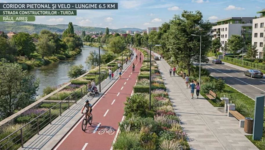 Coridor de 6,5 km pentru bicicliști și pietoni pe malul râului Arieș, la Turda